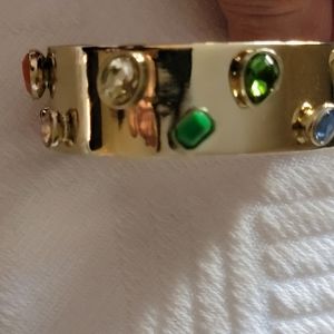 Cuff Braclet with Mulit Colored mounted stones